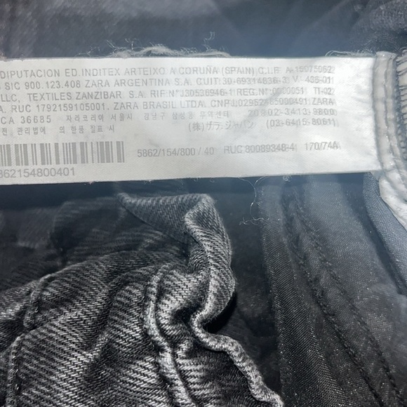 ZARA Baggy Slouchy Fit Paperbag Jeans High Waist Cropped Ankle Faded Black 8 - Picture 10 of 11